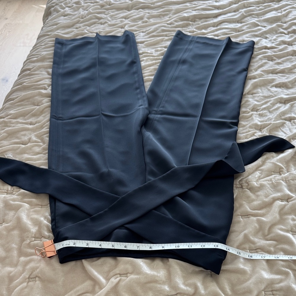 Ted Baker London Dark Blue Wide-Leg Pants with Belt